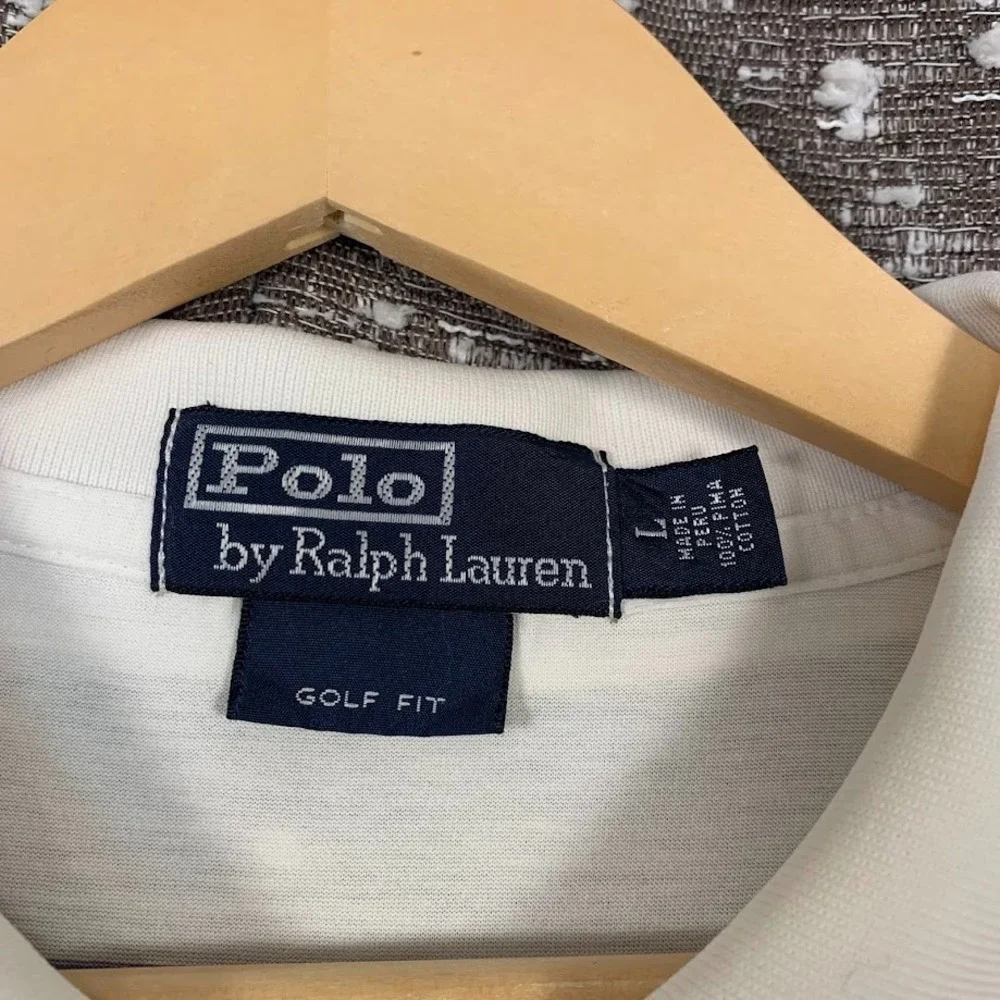 Polo Ralph Lauren Striped Polo Shirt Golf Fit Logo Preppy Mens Large Pima Cotton